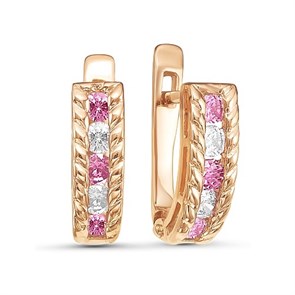 Серьги золотые с прелестными детскими вставками. Вес 2,86 г. MG739