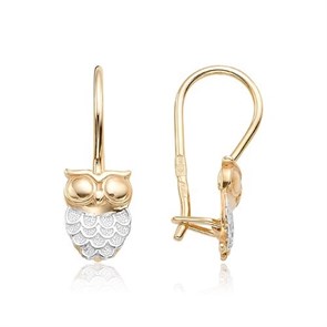 Серьги золотые с прелестными детскими вставками. Вес 2,86 г. MG740