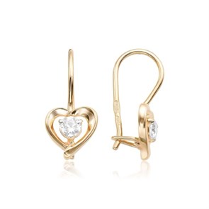 Серьги золотые с прелестными детскими вставками. Вес 2,86 г. MG741