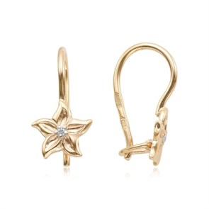 Серьги золотые с прелестными детскими вставками. Вес 2,86 г. MG743