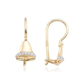 Серьги золотые с прелестными детскими вставками. Вес 2,86 г. MG744