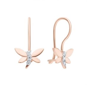 Серьги золотые с прелестными детскими вставками. Вес 2,86 г. MG745