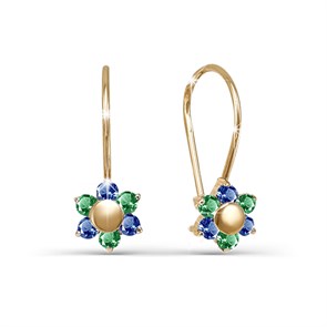 Серьги золотые с прелестными детскими вставками. Вес 2,86 г. MG746