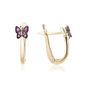 Серьги золотые с прелестными детскими вставками. Вес 2,86 г. MG749