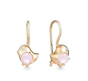 Серьги золотые с прелестными детскими вставками. Вес 2,86 г. MG750