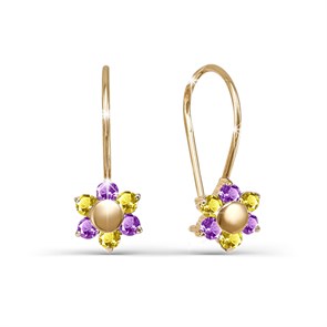 Серьги золотые с прелестными детскими вставками. Вес 2,86 г. MG751