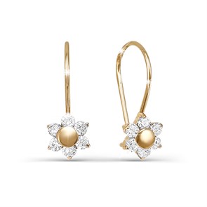 Серьги золотые с прелестными детскими вставками. Вес 2,86 г. MG752