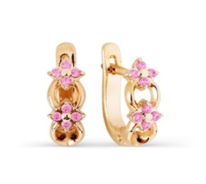 Серьги золотые с прелестными детскими вставками. Вес 2,86 г. MG790