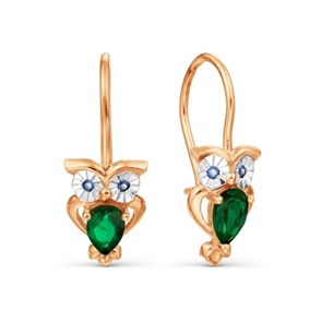 Серьги золотые с прелестными детскими вставками. Вес 2,86 г. MG791