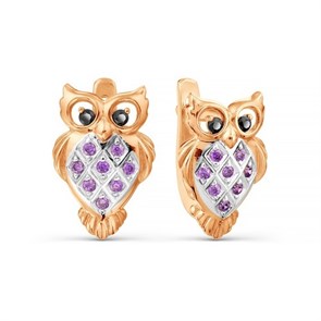 Серьги золотые с прелестными детскими вставками. Вес 2,86 г. MG794
