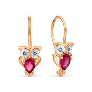 Серьги золотые с прелестными детскими вставками. Вес 2,86 г. MG796