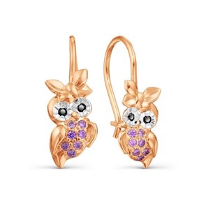 Серьги золотые с прелестными детскими вставками. Вес 2,86 г. MG808