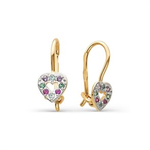 Серьги золотые с прелестными детскими вставками. Вес 2,86 г. MG809