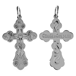 Крест серебряный Ag 925, коллекция Москва златоглавая-2, с молитвой Спаси и сохрани, 2,52 гр. КРС0224403