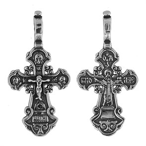 Крест серебряный Ag 925, коллекция Спаси и сохрани, с молитвой Спаси и сохрани, Чернение (оксидирование), 1,98 гр. КРС0224457