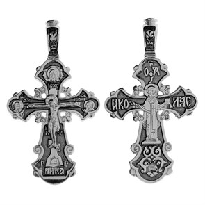 Крест серебряный Ag 925, коллекция Спаси и сохрани, лик Николай Чудотворец, Чернение (оксидирование), 4,71 гр. КРС0224458