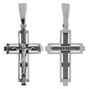 Крест серебряный Ag 925, коллекция Спаси и сохрани, Чернение (оксидирование), 4,74 гр. КРС0224505