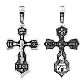 Крест серебряный Ag 925, коллекция Санкт-Петербург, с молитвой Спаси и сохрани, Чернение (оксидирование), 5,28 гр. КРС0224548