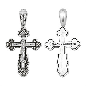 Крест серебряный Ag 925, коллекция Санкт-Петербург, с молитвой Спаси и сохрани, Чернение (оксидирование), 3,25 гр. КРС0224549