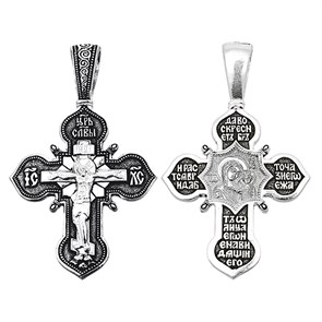 Крест серебряный Ag 925, коллекция Санкт-Петербург, лик Казанская БМ, Чернение (оксидирование), 11,2 гр. КРС0224552