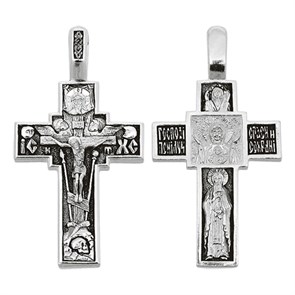 Крест серебряный Ag 925, коллекция Санкт-Петербург, лик Знамение БМ, Чернение (оксидирование), 9,38 гр. КРС0224555