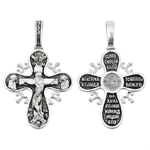 Крест серебряный Ag 925, коллекция Санкт-Петербург, с молитвой Да воскреснет Бог..., Чернение (оксидирование), 4,64 гр. КРС0224562