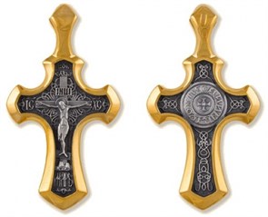 Крест позолоченный Ag 925/Au 585, коллекция Липецк, Позолота желтая 999*, 6,3 гр. КРС0224589