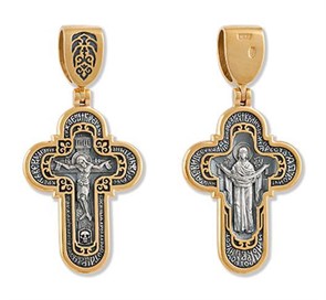 Крест позолоченный Ag 925/Au 585, коллекция Липецк, Позолота желтая 999*, 7,51 гр. КРС0224593