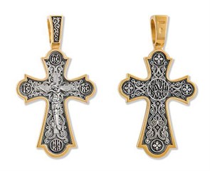 Крест позолоченный Ag 925/Au 585, коллекция Липецк, Позолота желтая 999*, 7,44 гр. КРС0224597