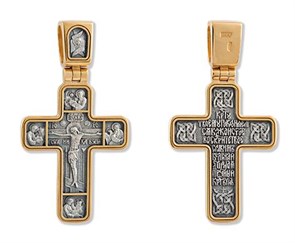 Крест позолоченный Ag 925/Au 585, коллекция Липецк, Позолота желтая 999*, 12,65 гр. КРС0224600