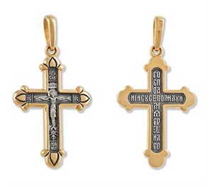 Крест позолоченный Ag 925/Au 585, коллекция Липецк, Позолота желтая 999*, 5,87 гр. КРС0224601