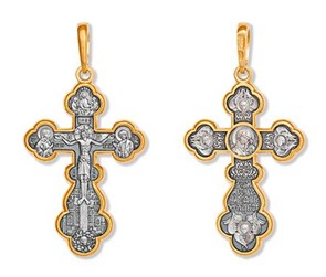 Крест позолоченный Ag 925/Au 585, коллекция Липецк, Позолота желтая 999*, 10,34 гр. КРС0224608