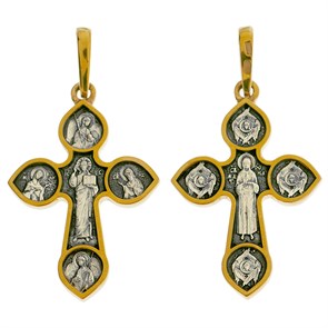 Крест позолоченный Ag 925/Au 585, коллекция Липецк, лик Матрона Св., Позолота желтая 999*, 5,35 гр. КРС0224612