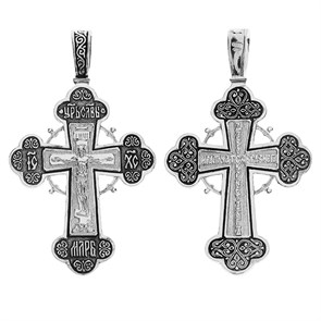 Крест серебряный Ag 925, коллекция Санкт-Петербург, с молитвой Спаси и сохрани, Чернение (оксидирование), 5,34 гр. КРС0224623