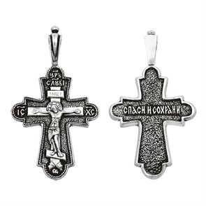 Крест серебряный Ag 925, коллекция Санкт-Петербург, с молитвой Спаси и сохрани, Чернение (оксидирование), 2,61 гр. КРС0224626