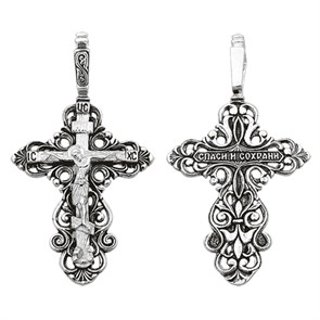 Крест серебряный Ag 925, коллекция Санкт-Петербург, с молитвой Спаси и сохрани, Чернение (оксидирование), 3,52 гр. КРС0224633
