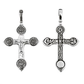 Крест серебряный Ag 925, коллекция Санкт-Петербург, с молитвой Спаси и сохрани, Чернение (оксидирование), 2,5 гр. КРС0224636