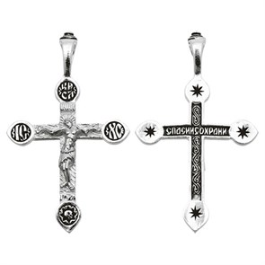 Крест серебряный Ag 925, коллекция Санкт-Петербург, с молитвой Спаси и сохрани, Чернение (оксидирование), 4,51 гр. КРС0224639