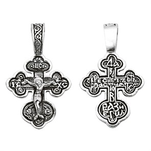 Крест серебряный Ag 925, коллекция Санкт-Петербург, с молитвой Да воскреснет Бог..., Чернение (оксидирование), 2,16 гр. КРС0224644