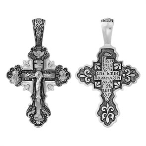 Крест серебряный Ag 925, коллекция Санкт-Петербург, с молитвой Господи Иисусе Христе помилуй и спаси нас имени Твое, Чернение (оксидирование), 7,57 гр. КРС0224645