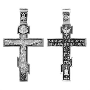 Крест серебряный Ag 925, коллекция Санкт-Петербург, с молитвой Спаси, Господи, люди Твоя..., Чернение (оксидирование), 11,41 гр. КРС0224646