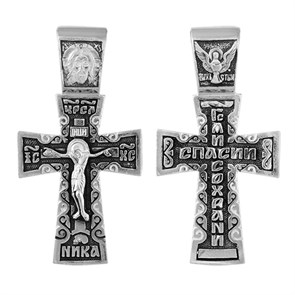 Крест серебряный Ag 925, коллекция Санкт-Петербург, с молитвой Господи, спаси и сохрани, Чернение (оксидирование), 5,06 гр. КРС0224654