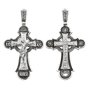 Крест серебряный Ag 925, коллекция Санкт-Петербург, с молитвой Да воскреснет Бог..., Чернение (оксидирование), 6,67 гр. КРС0224655