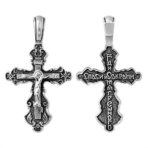 Крест серебряный Ag 925, коллекция Санкт-Петербург, с молитвой Господи Иисусе, помилуй мя грешнаго, Чернение (оксидирование), 4,09 гр. КРС0224662