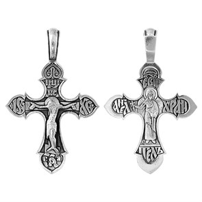 Крест серебряный Ag 925, коллекция Санкт-Петербург, лик Ангел-Хранитель, Чернение (оксидирование), 5,1 гр. КРС0224663