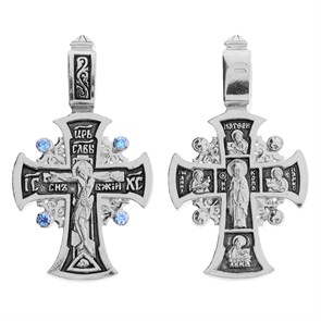 Крест серебряный Ag 925, коллекция Санкт-Петербург, вставка Фианит, лик Лука Св., Чернение (оксидирование), 6,17 гр. КРС0224670