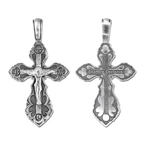 Крест серебряный Ag 925, коллекция Санкт-Петербург, с молитвой Спаси и сохрани, Чернение (оксидирование), 5,89 гр. КРС0224673