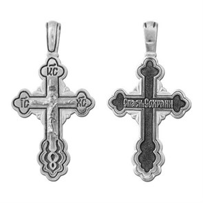 Крест серебряный Ag 925, коллекция Санкт-Петербург, с молитвой Спаси и сохрани, Чернение (оксидирование), 6,67 гр. КРС0224678