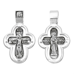 Крест серебряный Ag 925, коллекция Санкт-Петербург, лик Богородица, Чернение (оксидирование), 6,68 гр. КРС0224685