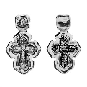 Крест серебряный Ag 925, коллекция Санкт-Петербург, с молитвой Да воскреснет Бог..., Чернение (оксидирование), 3,11 гр. КРС0224686